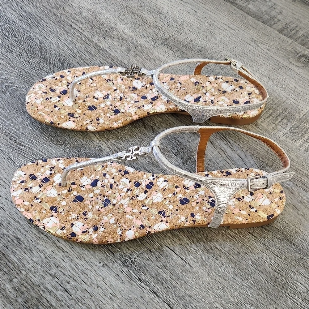 Tory Burch Marion Confetti Quilted T-Strap Sandals‎